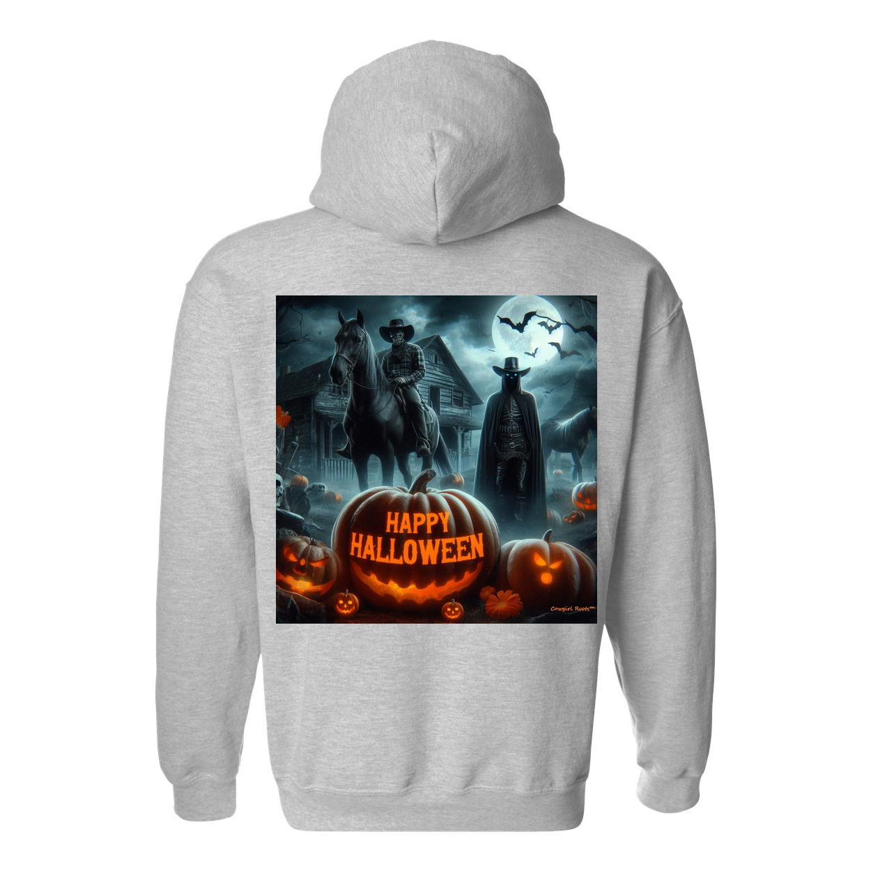 Happy Western Hallows Eve Hooded Sweatshirt Front Pocket Hoodies