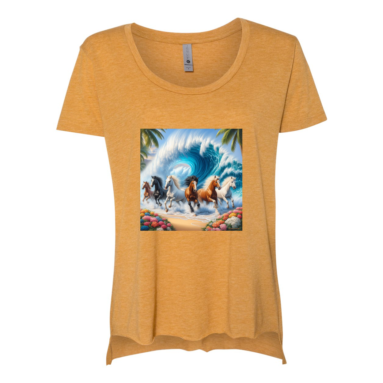 Ocean Herd of Horses Scoop Neck T Shirts