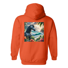 Load image into Gallery viewer, Tropical Grey Stallion Horse Design on Back Front Pocket Hoodies
