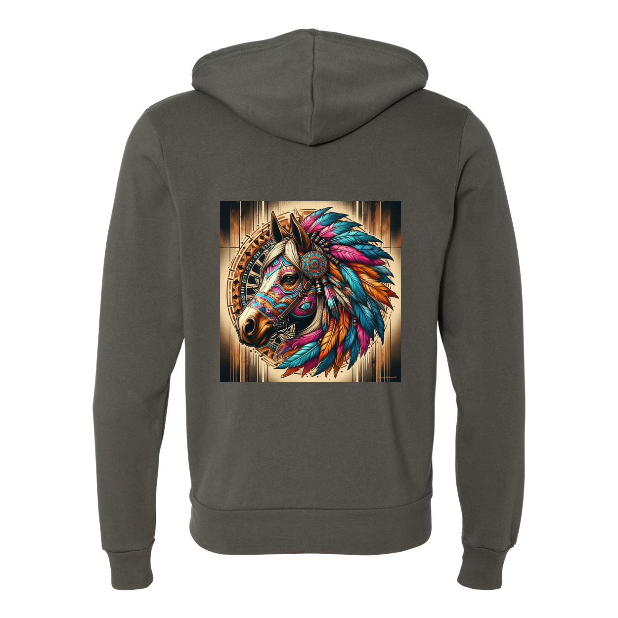 Tribal Horse Chief Zip-Up Front Pocket Hooded Sweatshirts