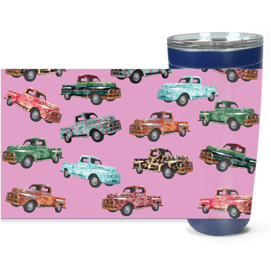 Cowgirl Roots™ Bohemian Vintage Trucks Tumbler 20oz Stainless Steel Insulated Hot and Cold Travel Mugs