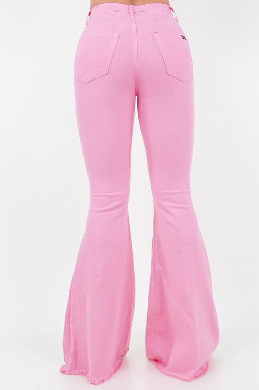 Rodeo Bell Bottom Cow Print Jean in Pink