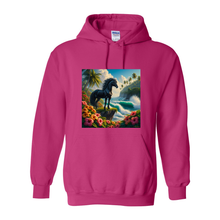 Load image into Gallery viewer, Tropical Black Stallion Pull Over Front Pocket Hoodies
