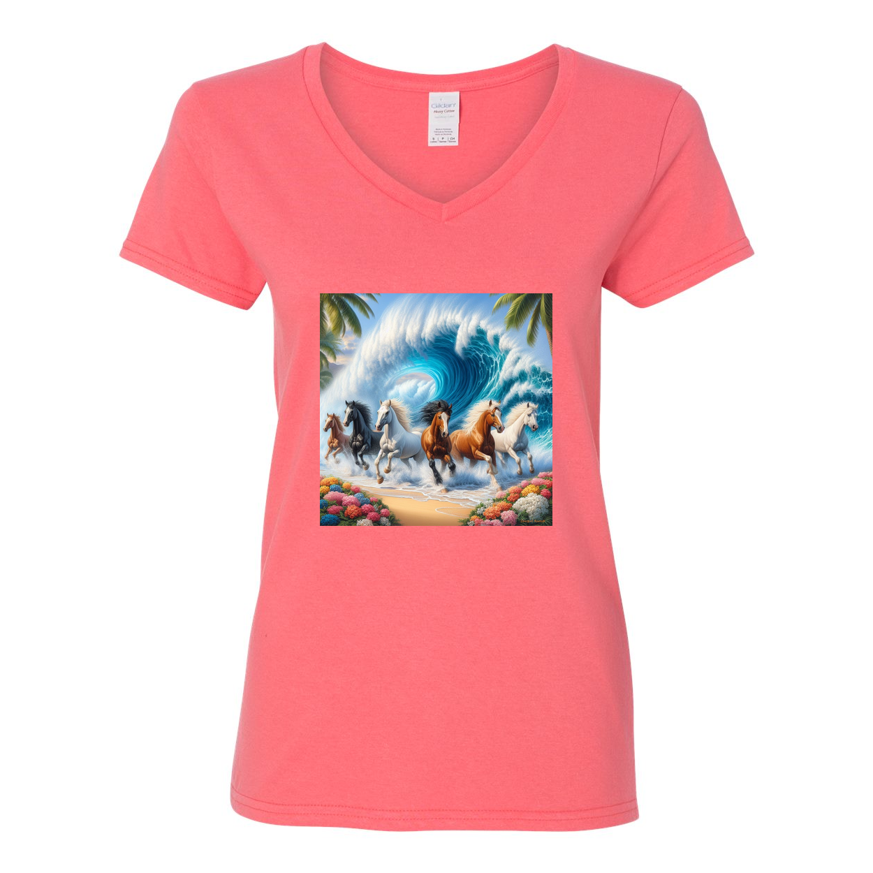 Ocean Herd of Horses V Neck T Shirts