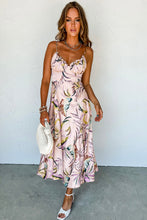 Load image into Gallery viewer, Apricot Tropical Print Spaghetti Straps Cupped Dress

