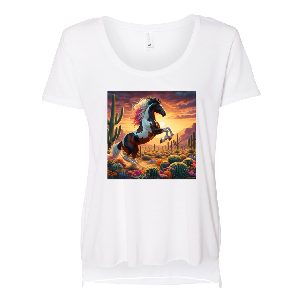 Painted Desert Horse Scoop Neck T Shirts