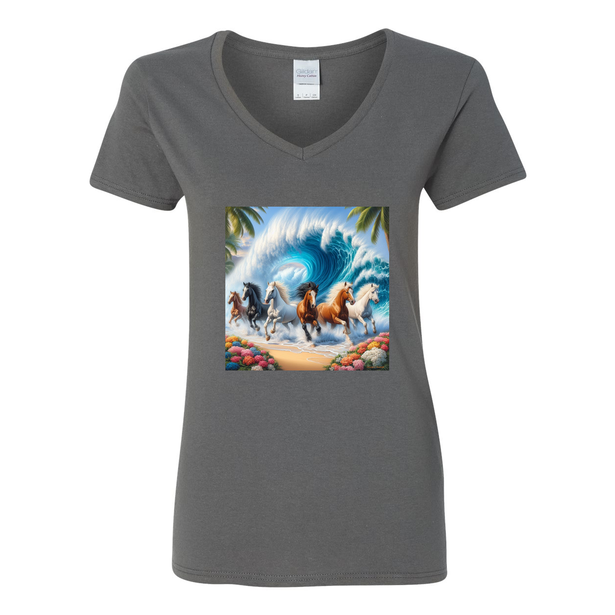 Ocean Herd of Horses V Neck T Shirts