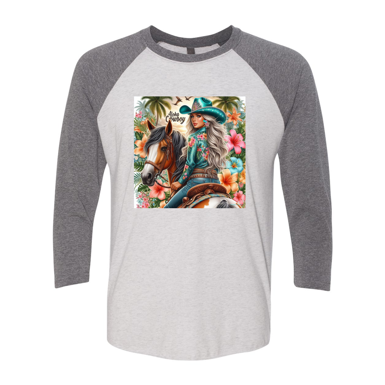 Aloha Cowboy Island Cowgirl 3 4 Sleeve Raglan T Shirts