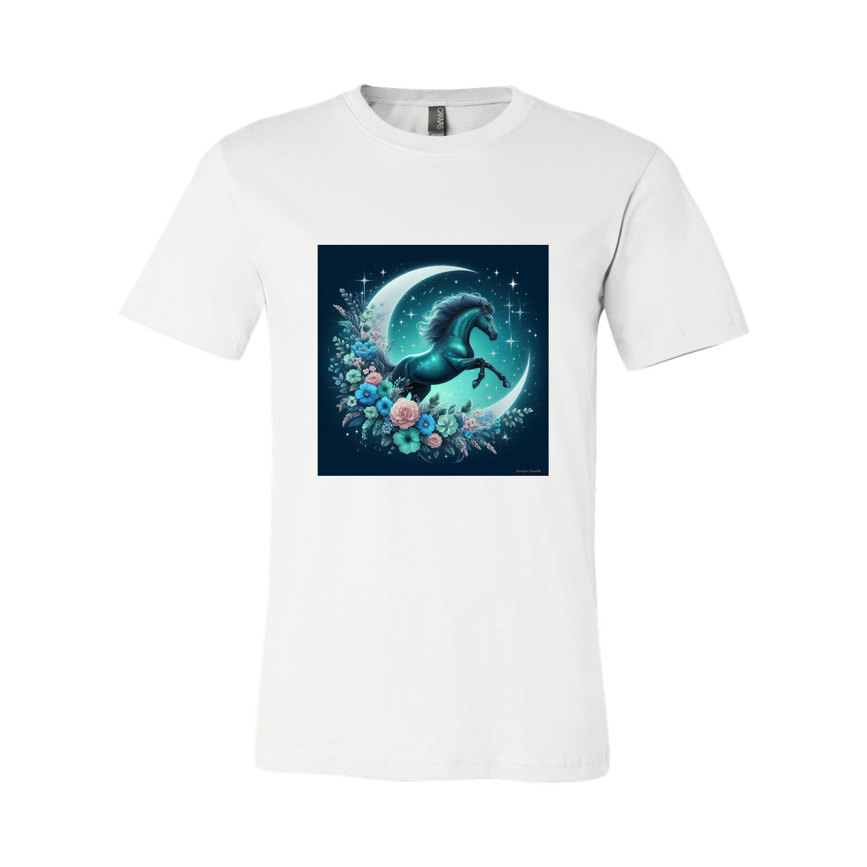 Moon Flowers Turquoise Horse T Shirts