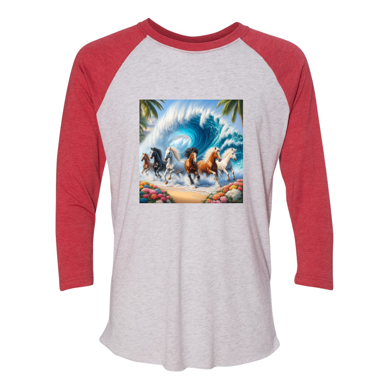 Ocean Herd of Horses 3 4 Sleeve Raglan T Shirts