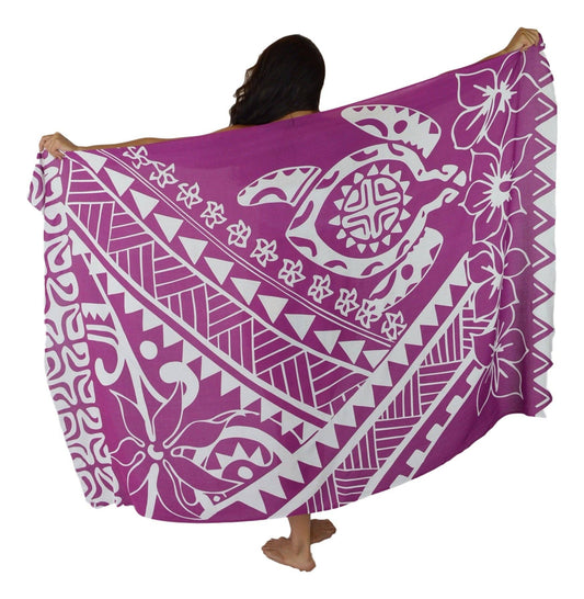 Hawaiian Hanu Tribal Turtle Sarong Pareo Purple