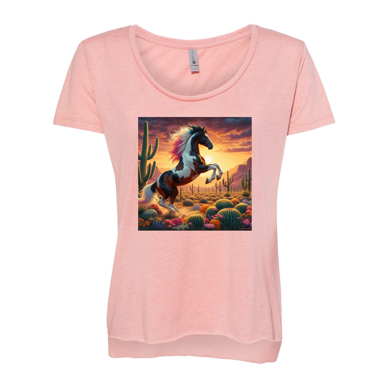 Painted Desert Horse Scoop Neck T Shirts