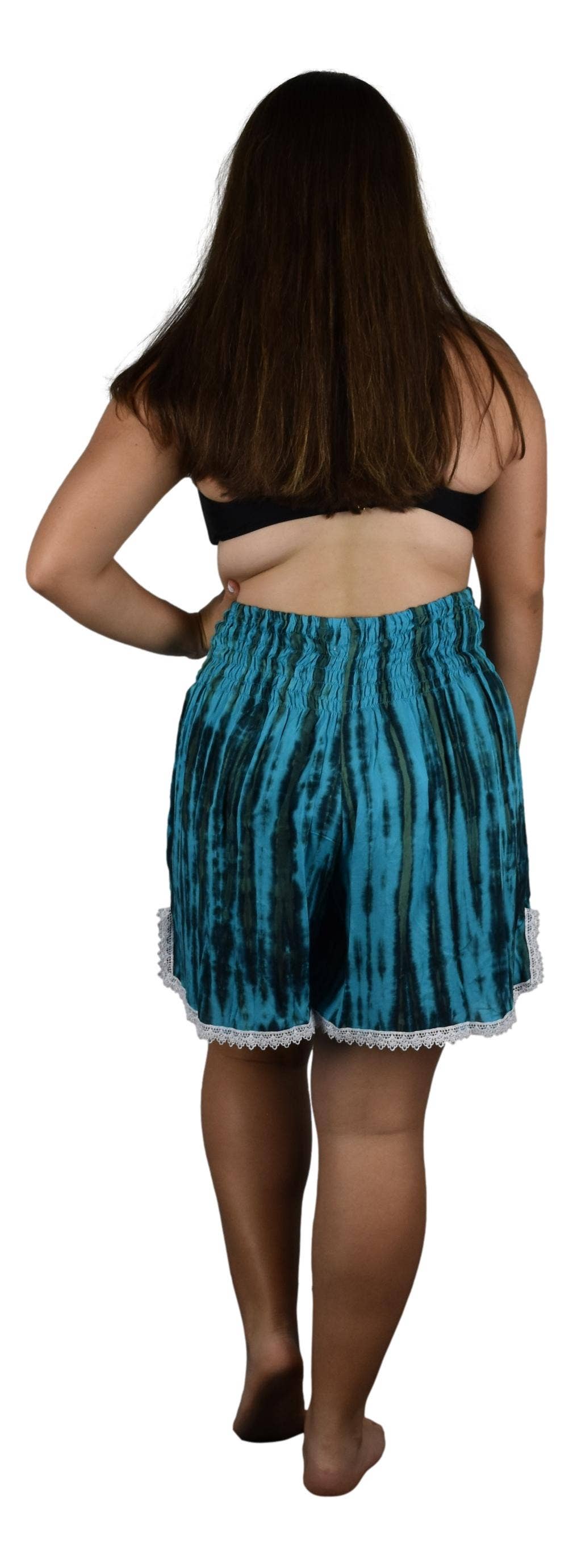 Tropical Turquoise Tie Dye Lace Bottom Short