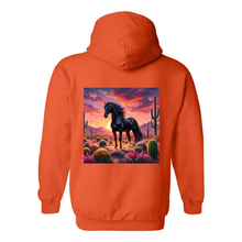 Load image into Gallery viewer, Black Stallion Desert Sunset Design on Back Front Pocket Hoodies
