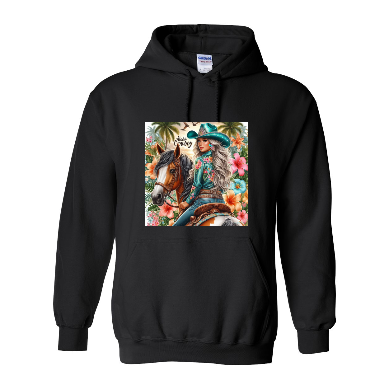 Aloha Cowboy Island Girl Pull Over Front Pocket Hoodies