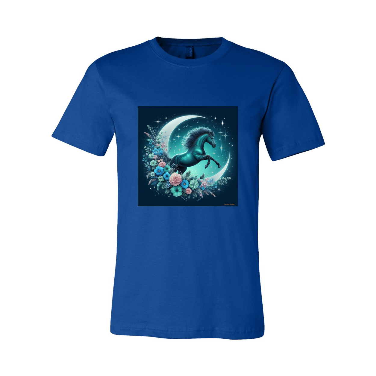 Moon Flowers Turquoise Horse T Shirts