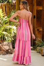 Load image into Gallery viewer, Pink Western Printed Tassel Tie V Neck Wrap Maxi Dress
