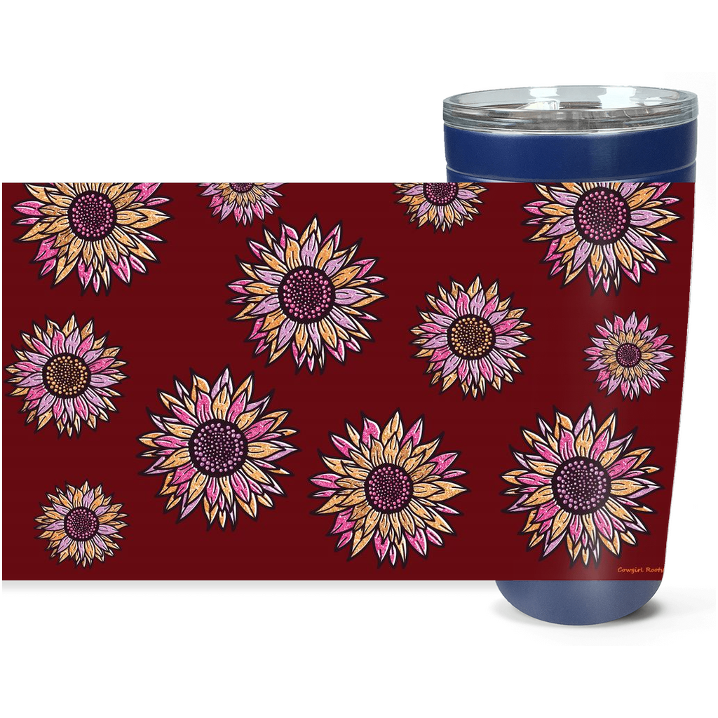 Cowgirl Roots™ Glitter Sunflowers in Red Tumbler 20oz Stainless Steel Insulated Hot and Cold Travel Mugs