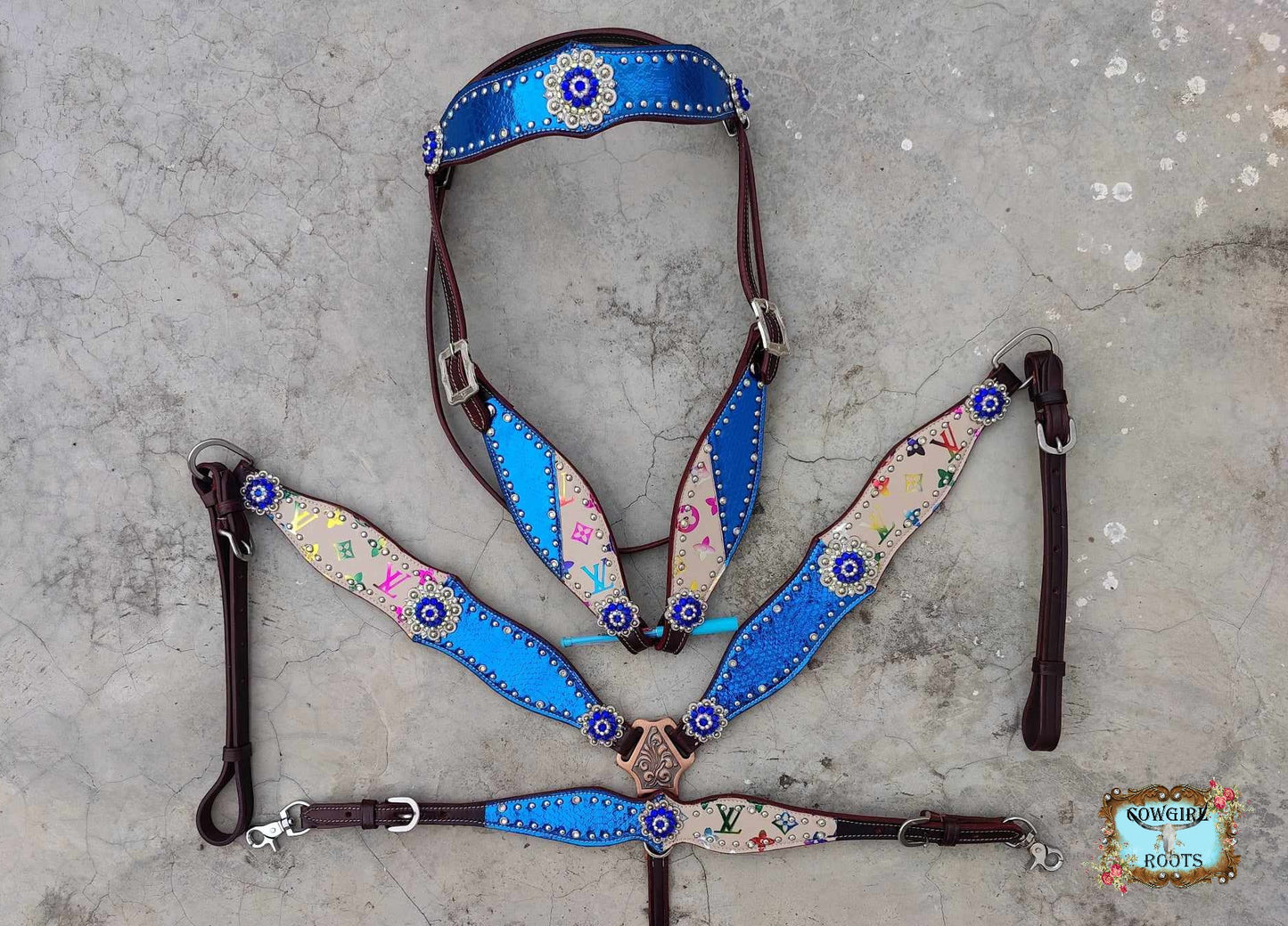 LV Blues 3PC Horse tack Set