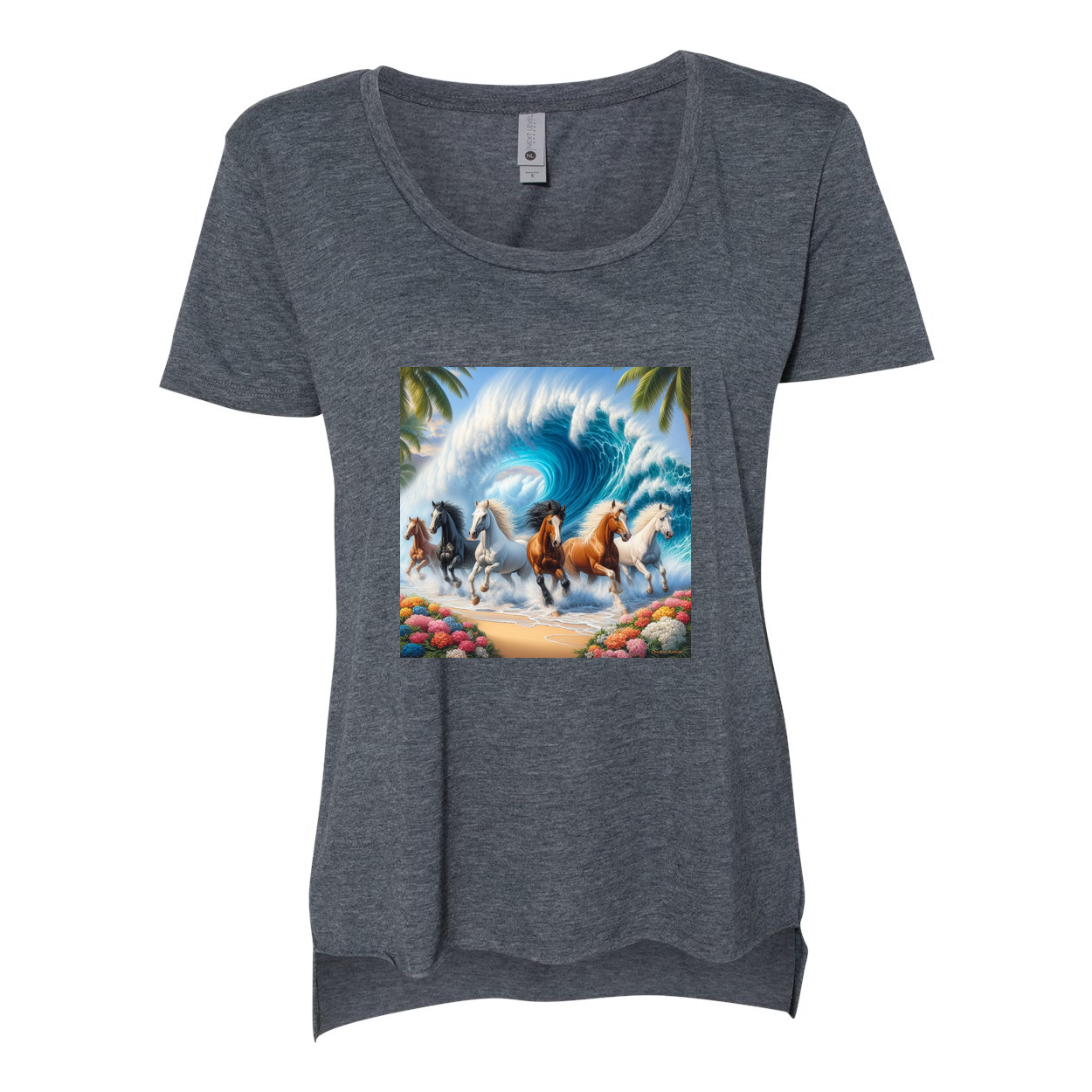 Ocean Herd of Horses Scoop Neck T Shirts