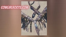 Load and play video in Gallery viewer, Chocolate Tropic Flower Double Fringe Headstall Breast Collar Set Wither Strap

