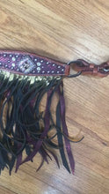 Load and play video in Gallery viewer, Viper Snake Pink Gold Double fringe, Horse Headstall and Breast Collar Set Fringe, Wither Strap
