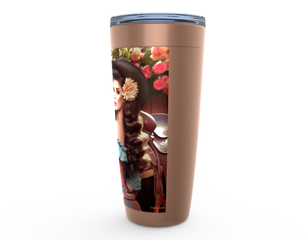 Cowgirl Roots™ Hillary Pin Up Cowgirl Tumbler 20oz Stainless Steel Insulated Hot and Cold Travel Mugs