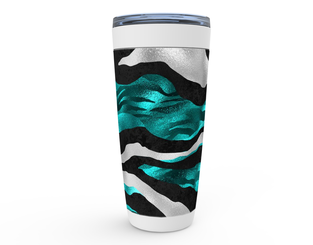 Cowgirl Roots™ Turquoise Metallic Zebra Tumbler 20oz Stainless Steel Insulated Hot and Cold Travel Mugs