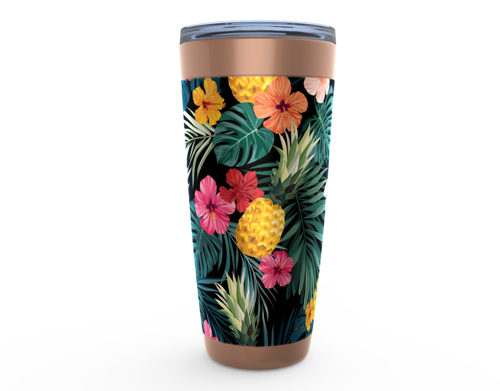 Cowgirl Roots™ Pineapples and Hibiscus Flowers Tumbler 20oz Stainless Steel Insulated Hot and Cold Travel Mugs