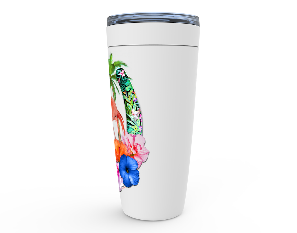 Cowgirl Roots™ Tropical Flamingo Horseshoes Tumbler 20oz Stainless Steel Insulated Hot and Cold Travel Mugs