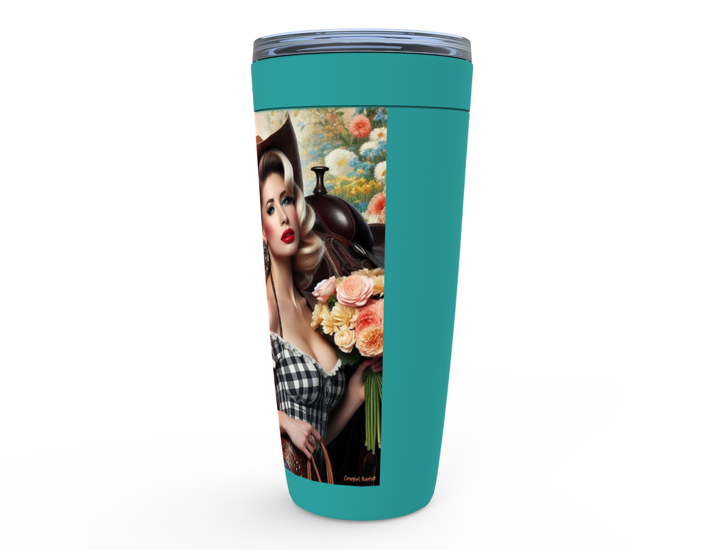 Cowgirl Roots™ Jolene Pin Up Cowgirl Tumbler 20oz Stainless Steel Insulated Hot and Cold Travel Mugs