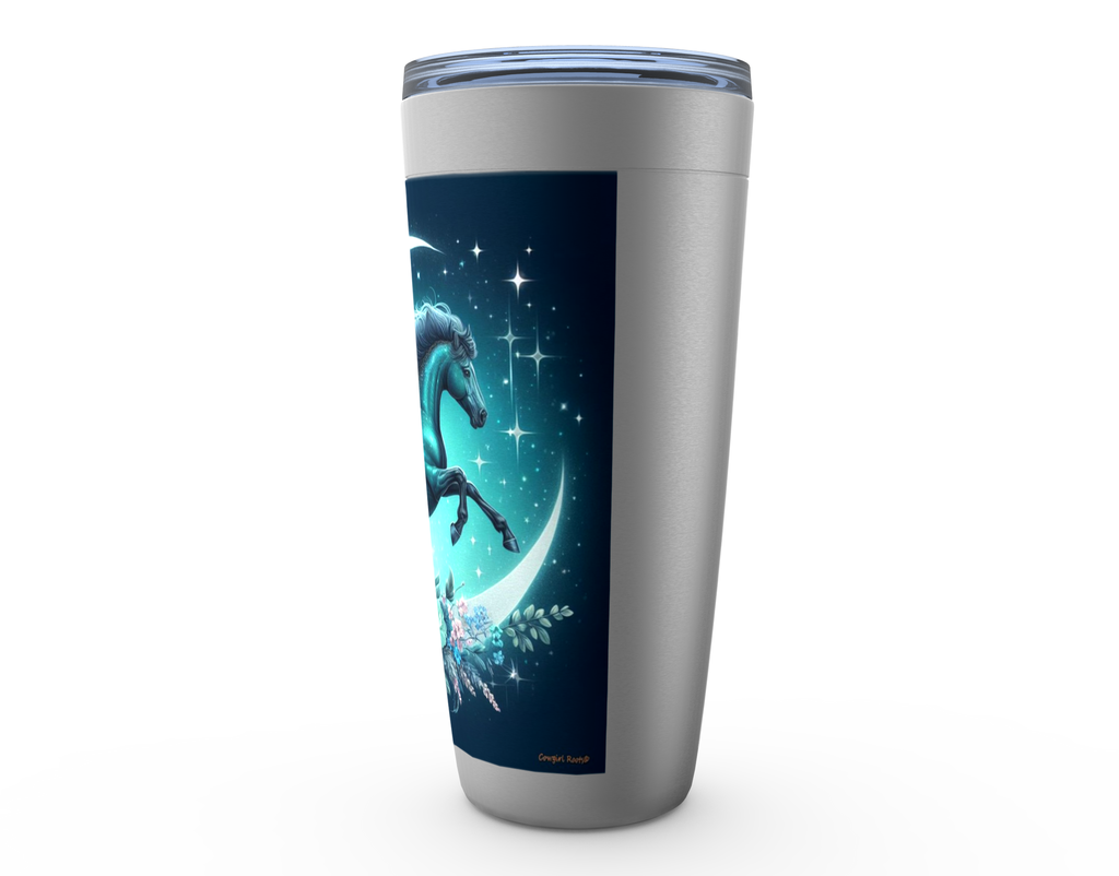 Cowgirl Roots™ Tumbler 20oz Moon Flowers Horse Stainless Steel Insulated Hot and Cold Travel Tumbler Mugs