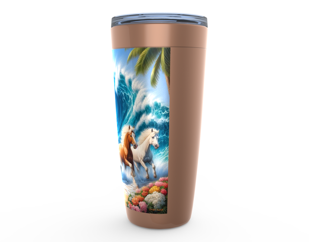 Cowgirl Roots™ Tumbler 20oz Ocean Herd of Horses Stainless Steel Insulated Hot and Cold Travel Tumbler Mugs