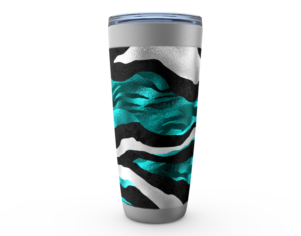 Cowgirl Roots™ Turquoise Metallic Zebra Tumbler 20oz Stainless Steel Insulated Hot and Cold Travel Mugs