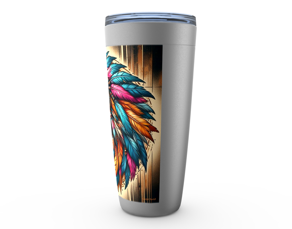 Cowgirl Roots™ Tribal Horse Chief Tumbler 20oz Rodeo Barrel Racer Stainless Steel Insulated Hot and Cold Travel Tumbler Mugs