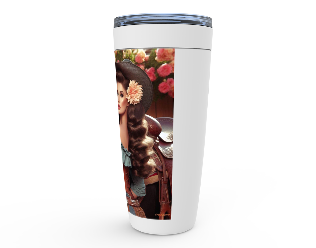 Cowgirl Roots™ Hillary Pin Up Cowgirl Tumbler 20oz Stainless Steel Insulated Hot and Cold Travel Mugs