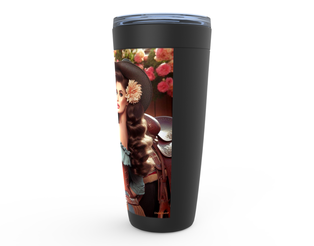 Cowgirl Roots™ Hillary Pin Up Cowgirl Tumbler 20oz Stainless Steel Insulated Hot and Cold Travel Mugs