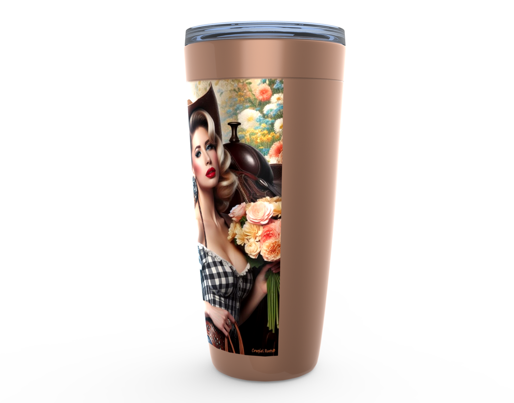 Cowgirl Roots™ Jolene Pin Up Cowgirl Tumbler 20oz Stainless Steel Insulated Hot and Cold Travel Mugs