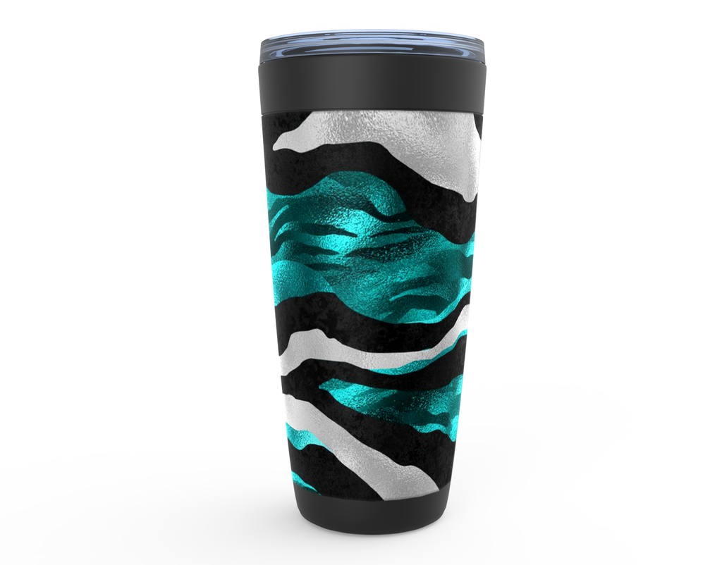 Cowgirl Roots™ Turquoise Metallic Zebra Tumbler 20oz Stainless Steel Insulated Hot and Cold Travel Mugs