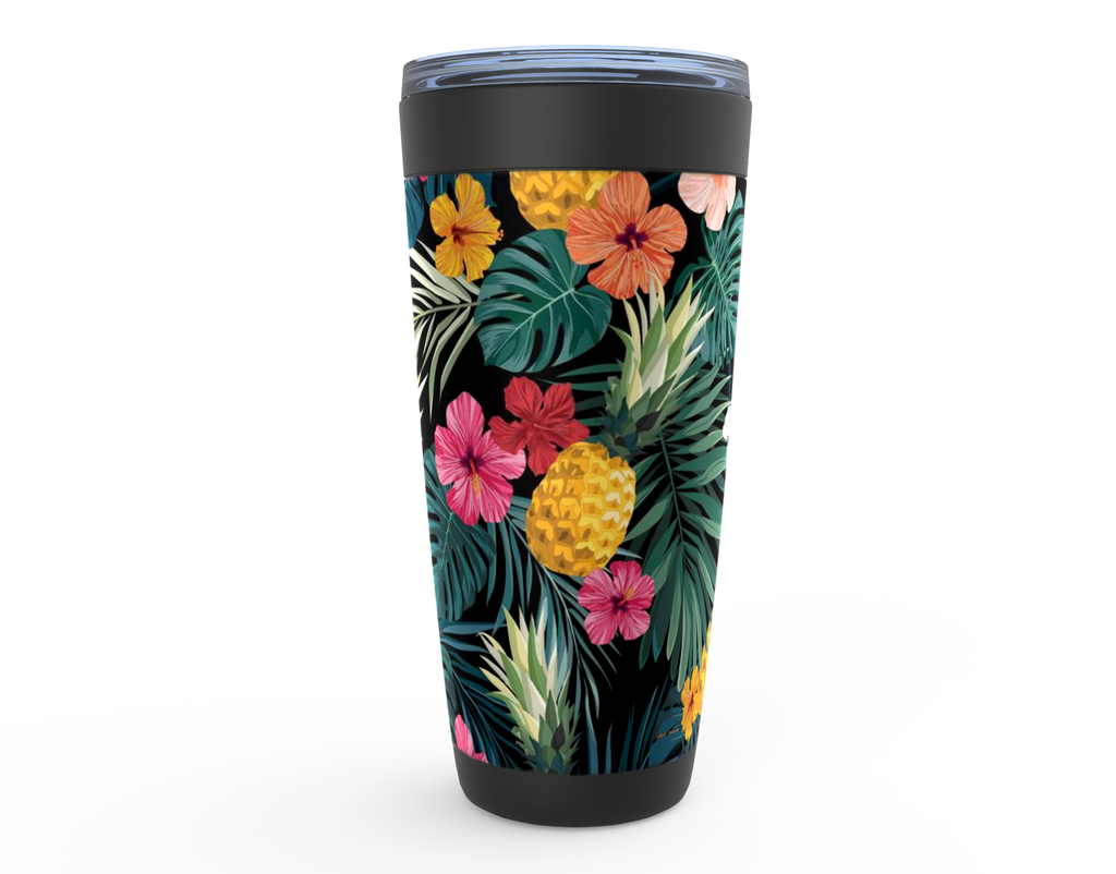 Cowgirl Roots™ Pineapples and Hibiscus Flowers Tumbler 20oz Stainless Steel Insulated Hot and Cold Travel Mugs