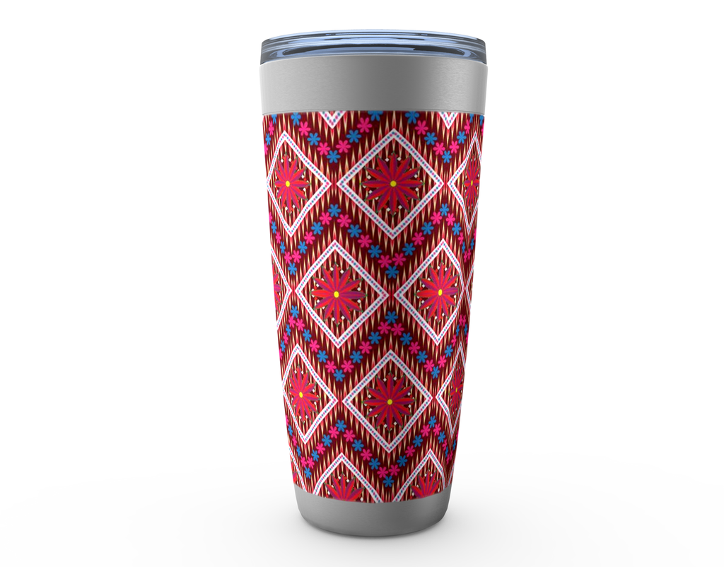 Cowgirl Roots™ Tribal Tropic Flower Design Tumbler 20oz Stainless Steel Insulated Hot and Cold Travel Mugs