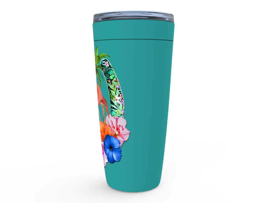 Cowgirl Roots™ Tropical Flamingo Horseshoes Tumbler 20oz Stainless Steel Insulated Hot and Cold Travel Mugs