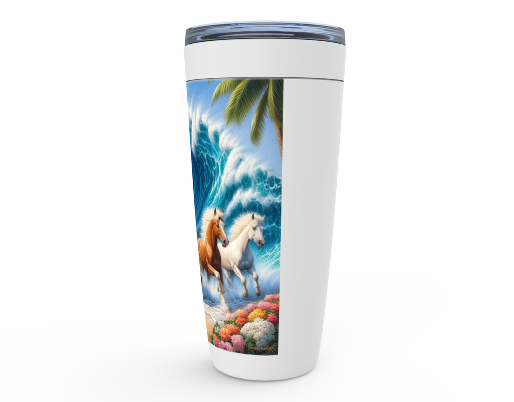 Cowgirl Roots™ Tumbler 20oz Ocean Herd of Horses Stainless Steel Insulated Hot and Cold Travel Tumbler Mugs