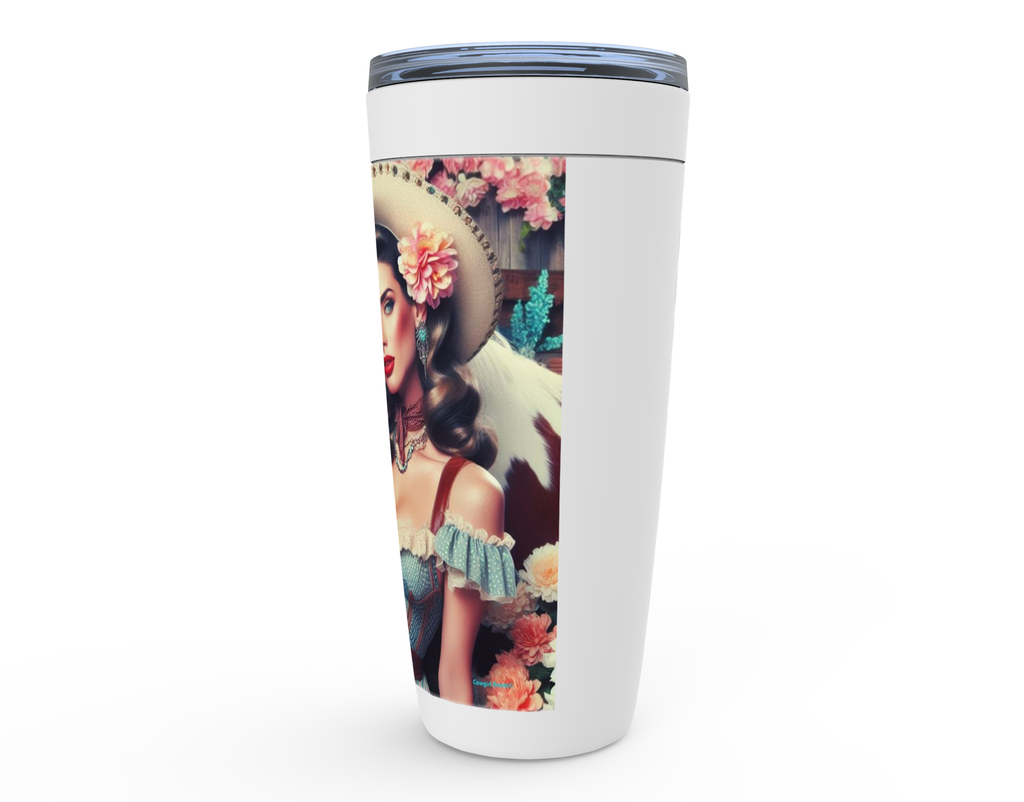 Cowgirl Roots™ Delilah Pin Up Cowgirl Tumbler 20oz Stainless Steel Insulated Hot and Cold Travel Mugs