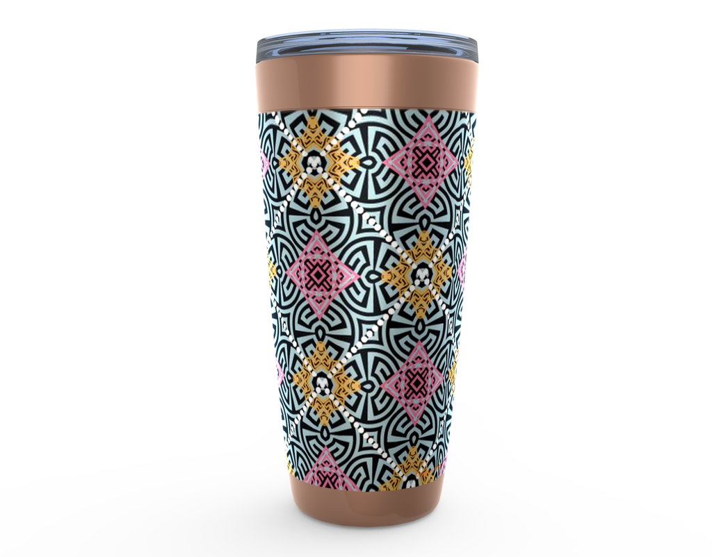 Cowgirl Roots™ Azteca Tribal Flower Design Tumbler 20oz Stainless Steel Insulated Hot and Cold Travel Mugs