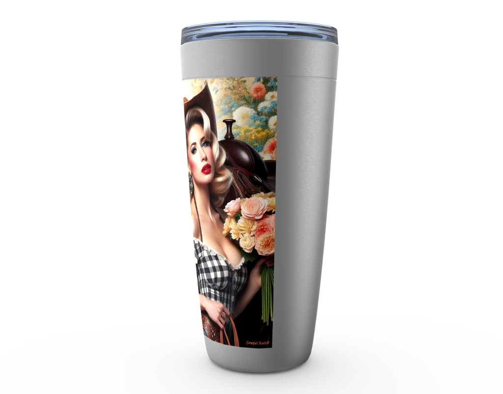 Cowgirl Roots™ Jolene Pin Up Cowgirl Tumbler 20oz Stainless Steel Insulated Hot and Cold Travel Mugs