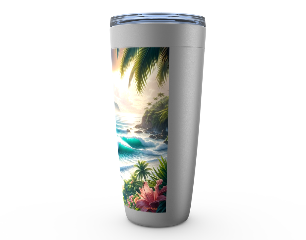 Cowgirl Roots™ Tropical Grey  Stallion Tumbler 20oz Stainless Steel Insulated Hot and Cold Travel Mugs