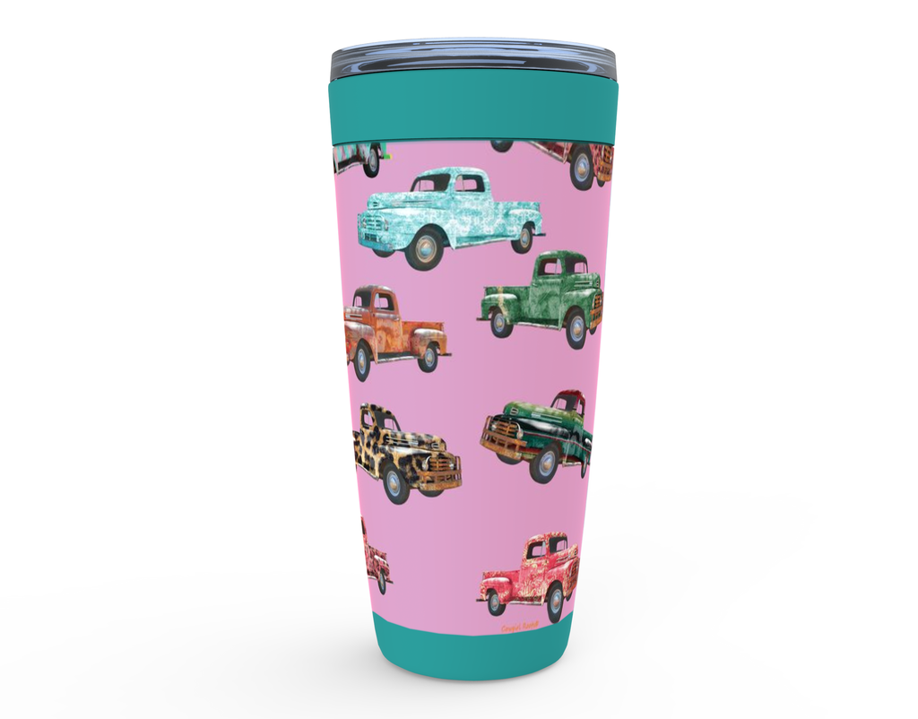 Cowgirl Roots™ Bohemian Vintage Trucks Tumbler 20oz Stainless Steel Insulated Hot and Cold Travel Mugs