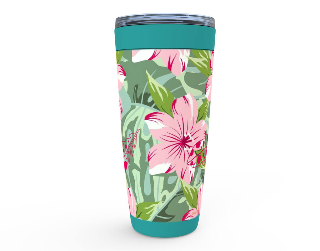 Cowgirl Roots™ Allamanda Flowers and Feathers Tumbler 20oz Stainless Steel Insulated Hot and Cold Travel Mugs