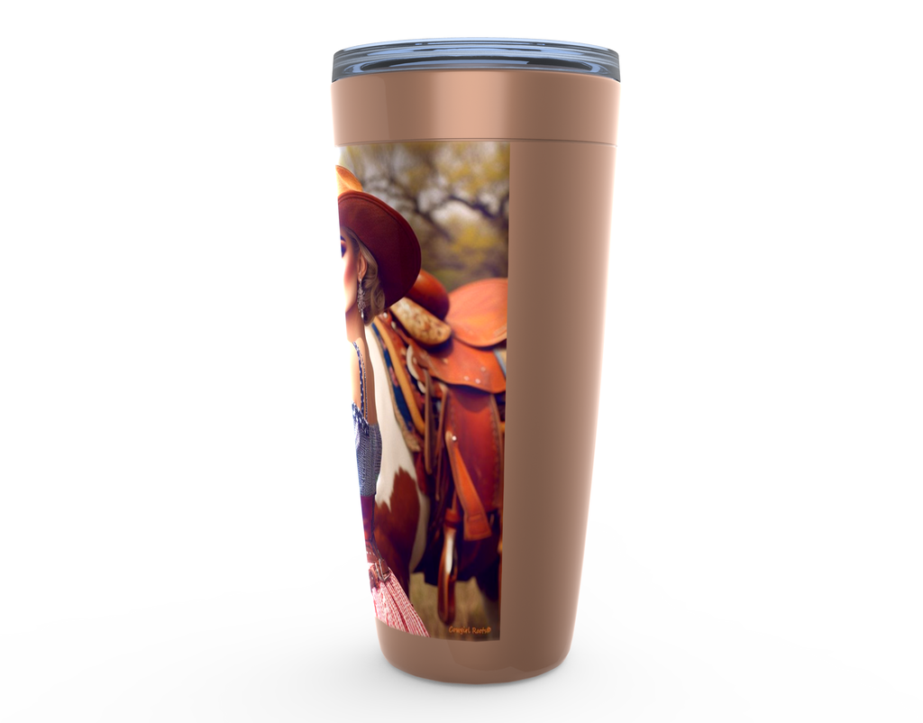 Cowgirl Roots™ Prairie Pin Up Cowgirl Tumbler 20oz Stainless Steel Insulated Hot and Cold Travel Mugs